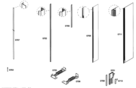 Strip Assy Diagram and Parts List for  Thermador Refrigerator