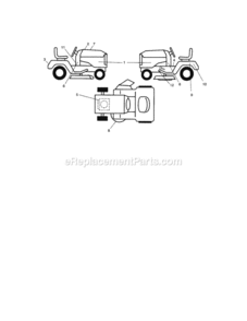 Decals Diagram and Parts List for  Craftsman Lawn Tractor