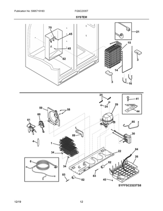 System Diagram and Parts List for  Frigidaire Refrigerator