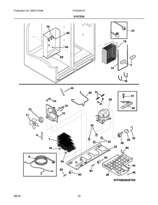 System Diagram and Parts List for  Frigidaire Refrigerator