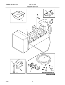 Freezer Ice Maker Diagram and Parts List for  Frigidaire Refrigerator