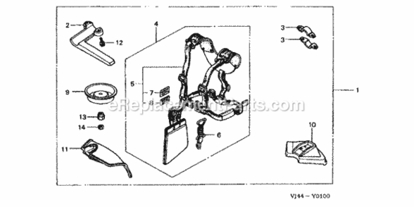 Part Location Diagram of 76247-VF9-E31 Honda Deflector, Grass