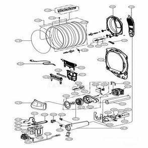 Drum And Motor Assembly: Gas Type Diagram and Parts List for ABWEEUS LG Dryer