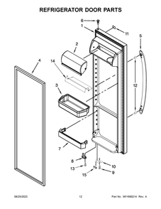 Refrigerator Door Parts Diagram and Parts List for  Maytag Refrigerator