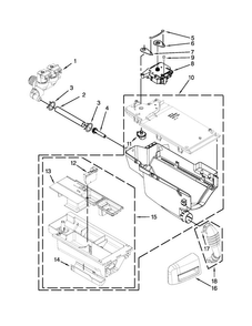 Dispenser Parts Diagram and Parts List for  Maytag Washer