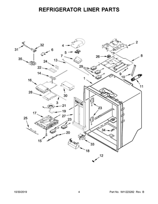 Refrigerator Liner Parts Diagram and Parts List for  Maytag Refrigerator