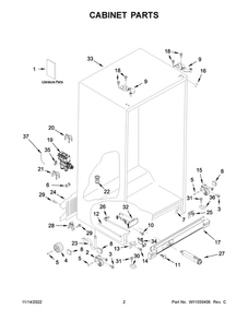 Cabinet Parts 2 Diagram and Parts List for  Maytag Refrigerator