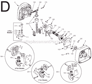 Page D Diagram and Parts List for SER JLC Milwaukee Hoist & Winch