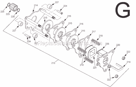 Page G Diagram and Parts List for SER JLC Milwaukee Hoist & Winch