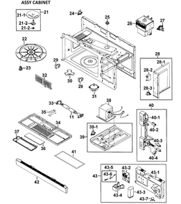 Cabinet 2 Assy Diagram and Parts List for XAA-0000 Samsung Microwave