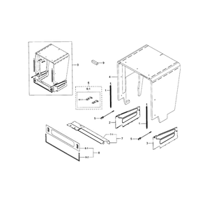 Case Diagram and Parts List for AA-0000 Samsung Dishwasher
