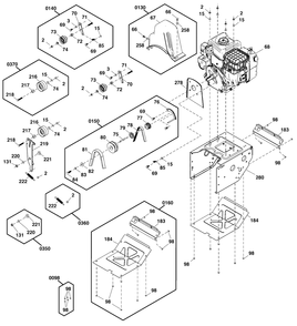 Engine And Frame Group Diagram and Parts List for 1696811-02 Simplicity Snow Blower
