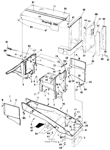 Frame, Hood, Grill And Inst. Panel Diagram and Parts List for 990572 Simplicity Lawn Tractor
