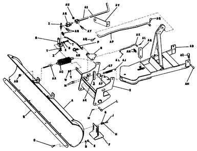 46-Inch Dozer Blade Diagram and Parts List for 990572 Simplicity Lawn Tractor