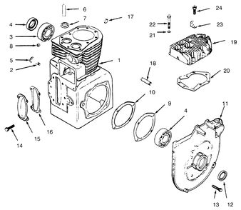 Crankcase And Cylinder Head Diagram and Parts List for 6900001 - 6999999 Toro Lawn Tractor