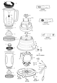 Page A Diagram and Parts List for  Waring Blender