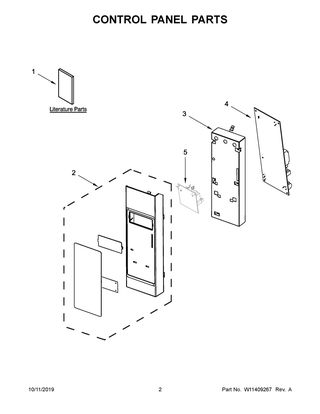 Control Panel Parts Diagram and Parts List for  Whirlpool Microwave