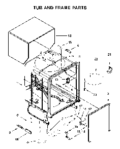 Tub and frame parts Diagram and Parts List for  Whirlpool Dishwasher