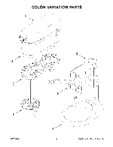 Color Variation Parts Diagram and Parts List for  KitchenAid Mixer