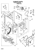 CABINET PARTS Diagram and Parts List for  Whirlpool Dryer