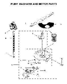 Pump, washarm and motor parts Diagram and Parts List for  Whirlpool Dishwasher