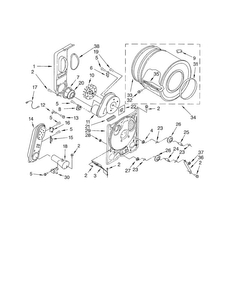 Bulkhead Diagram and Parts List for  Whirlpool Dryer