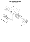 PUMP AND MOTOR PARTS Diagram and Parts List for  Whirlpool Dishwasher