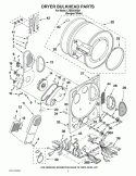 DRYER BULKHEAD PARTS Diagram and Parts List for  Whirlpool Washer Dryer Combo