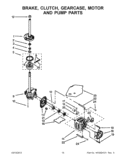 BRAKE, CLUTCH, GEARCASE, MOTOR AND PUMP PARTS Diagram and Parts List for  Whirlpool Washer Dryer Combo