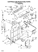 CONTROLS AND REAR PANEL PARTS Diagram and Parts List for  Whirlpool Washer