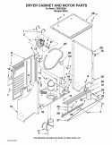 DRYER CABINET AND MOTOR PARTS Diagram and Parts List for  Whirlpool Washer Dryer Combo