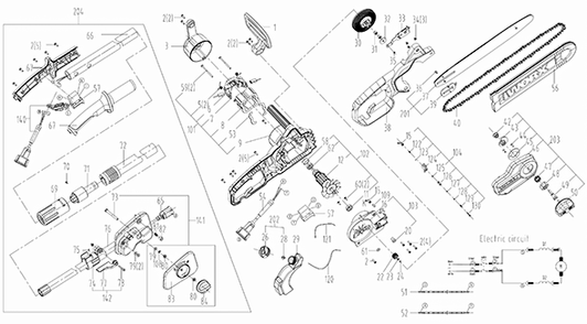 Worx Wg309 Diagram and Parts List for  Worx Pole Saw