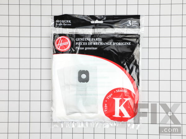 12066757-1-M-Hoover-H-4010028K-3 Pack Type K Standard Vacuum Bag for Canister Vacuums